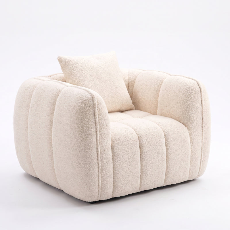 GARY Fauteuil 1 Place Bouclette Blanc - Livré Compressé
