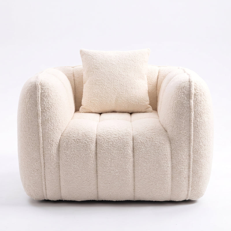 GARY Fauteuil 1 Place Bouclette Blanc - Livré Compressé