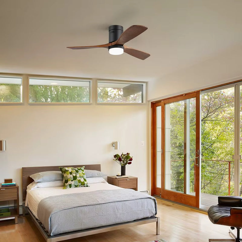 Kelly Ventilateur de Plafond silencieux de luxe - Bois Foncé Métal Noir Mat