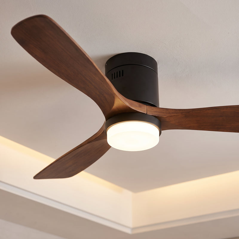 Kelly Ventilateur de Plafond silencieux de luxe - Bois Foncé Métal Noir Mat