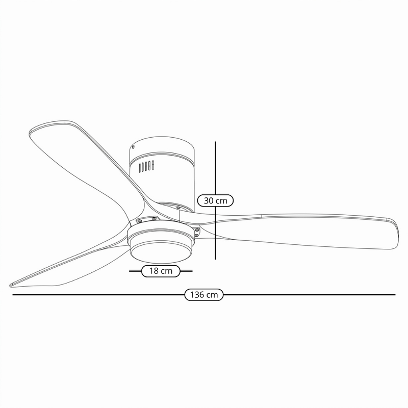 Kelly Ventilateur de Plafond silencieux de luxe - Bois Foncé Métal Noir Mat
