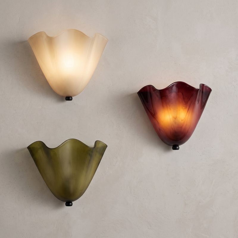 Applique Murale Lexi - Verre Coquille, Style Rétro Français, LED