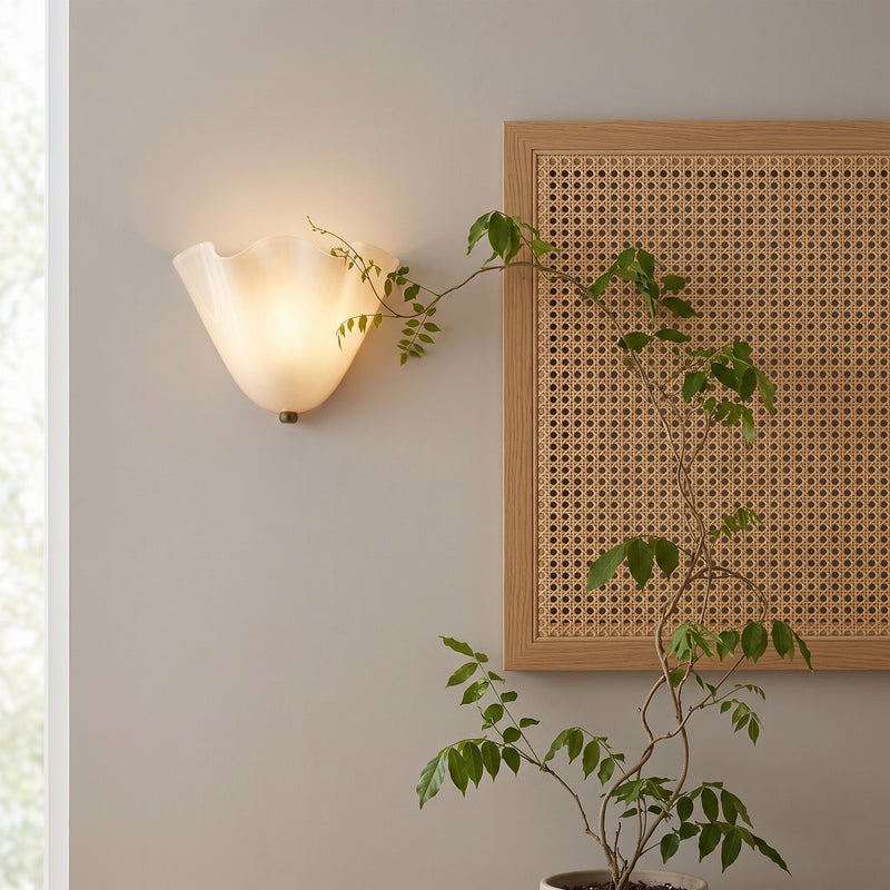 Applique Murale Lexi - Verre Coquille, Style Rétro Français, LED